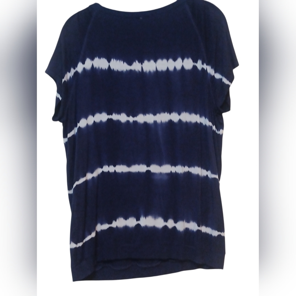 Maria Gabrielle - NWOT, Purple Tye-Dye, Short Sleeve Blouse, Crew Neck, Front... - Picture 3 of 10